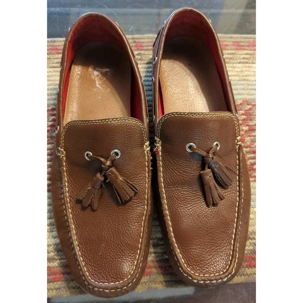 Donald Pliner Shoes Mens Size 12 M Brown Leather Tassels Loafers Moc Toe Driving - Picture 2 of 10